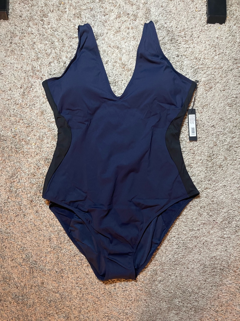 TA3 Plungey Contour One Piece Swimsuit Midnight Black Trim 3X NWT